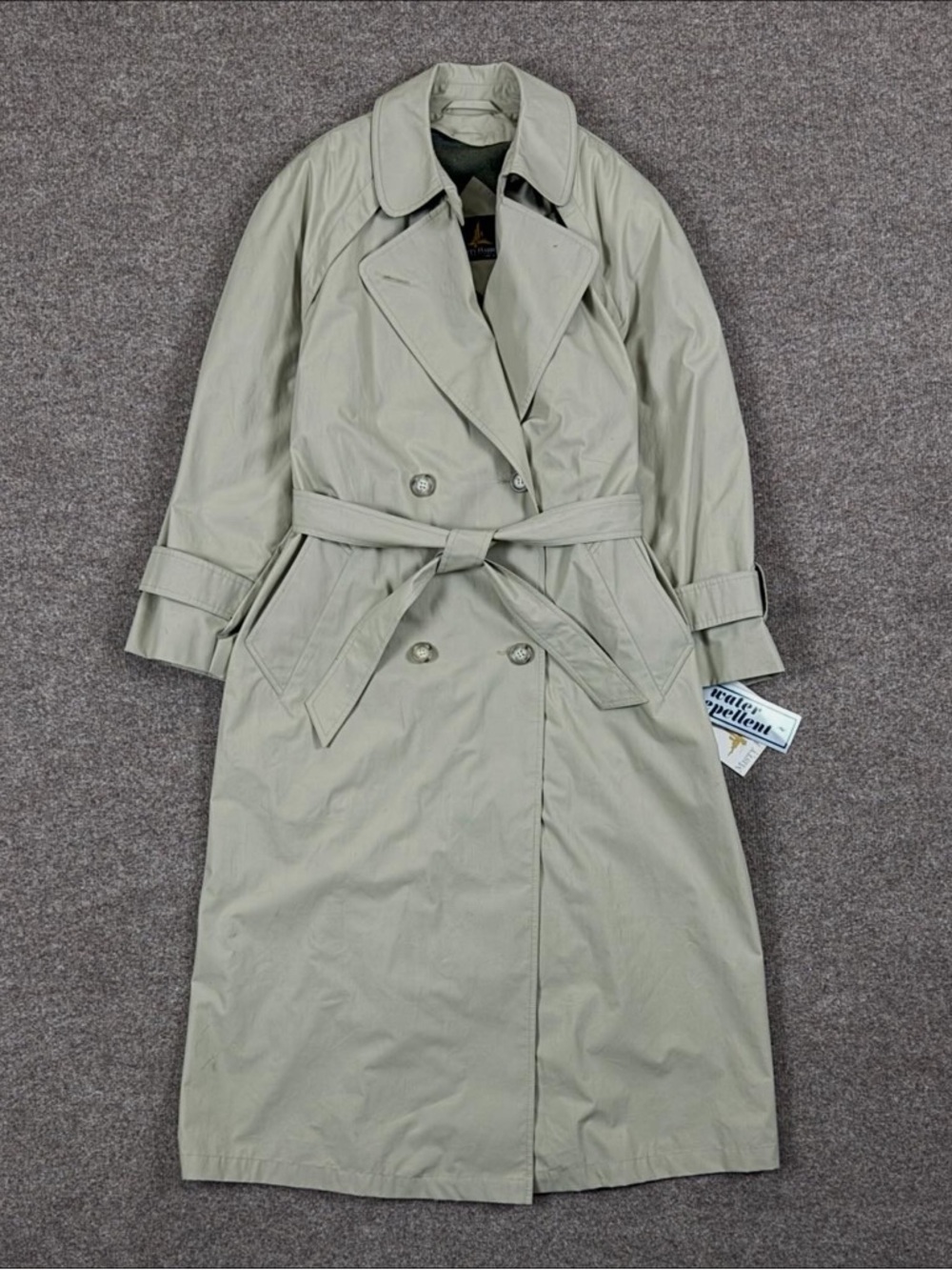 Misty Harbor Long Double Breasted Belted Trench Coat Women’s 8 Removable Liner